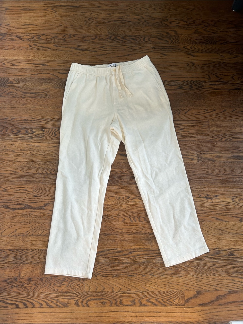 Zara Men's Cream Drawstring Sweatpants NWT